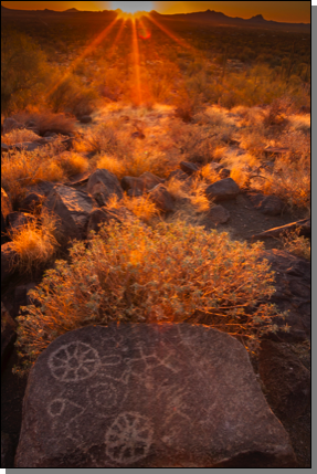 Petroglyphs At Sunset